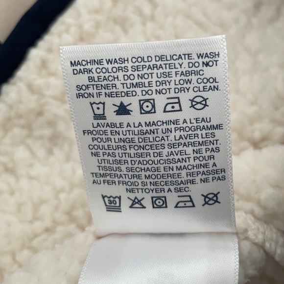 Lands' End Jackets & Coats Lands End Cream With Blue Trim Fleece Sherpa Jacket - Picture 5 of 6